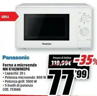 MediaWorld Forno a microonde nn k10jwmepg offerta