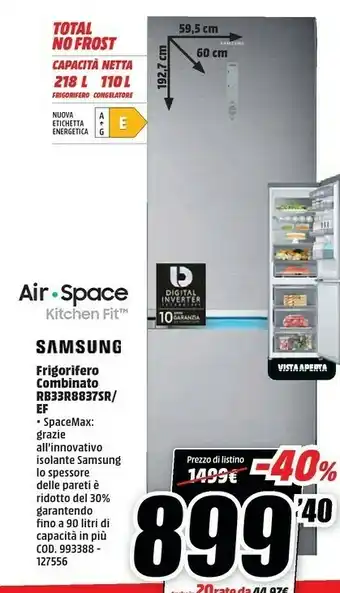 MediaWorld Rb33r8837sr frigorifero con congelatore libera installazione 332 l e acciaio inossidabile offerta