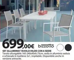 Kreo Brico e Casa Bizzotto set alluminio tavolo hilde con 6 sedie offerta