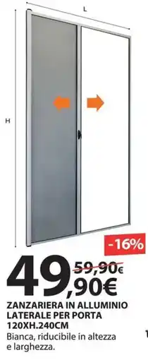 Kreo Brico e Casa Zanzariera in alluminio laterale per porta offerta