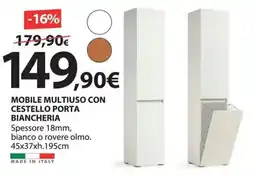 Kreo Brico e Casa Mobile multiuso con cestello porta biancheria offerta