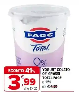 Iperal Yogurt colato 0% grassi TOTAL FAGE offerta