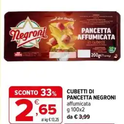 Iperal Cubetti di pancetta NEGRONI offerta