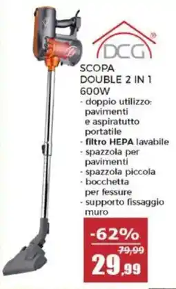Happy Casa DCG Scopa double 2 in 1 600W offerta