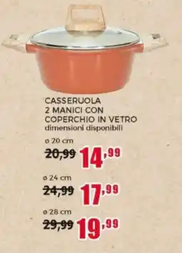Happy Casa Casseruola 2 manici con coperchio in vetro offerta