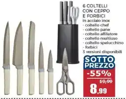 Happy Casa 6 coltelli con ceppo e forbici offerta