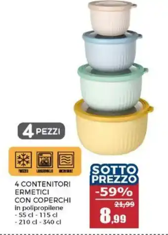 Happy Casa 4 contenitori ermetici con coperchi offerta