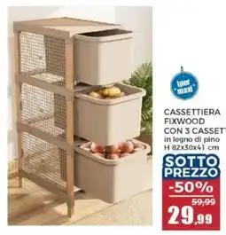 Happy Casa Cassettiera fixwood con 3 cassetti offerta