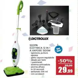 Happy Casa Dictrolux scopa elettrica 12 in 1 a vapore 1500W offerta