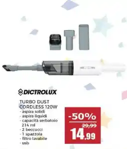 Happy Casa Dictrolux turbo dust cordless 120W offerta