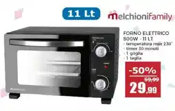 Happy Casa Melchionifamily forno elettrico 800W offerta