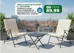 Happy Casa Tavolo con top in vetro e 2 poltrone offerta