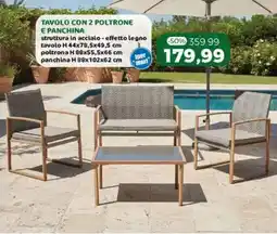 Happy Casa Tavolo con 2 poltrone e panchina offerta