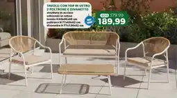 Happy Casa Tavolo con top in vetro 2 poltrone e divanetto offerta
