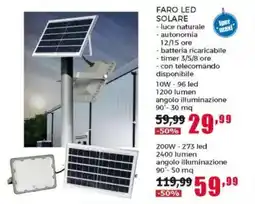 Happy Casa Faro LED solare 100W offerta
