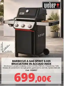 Brico Io Weber barbecue a gas spirit E-335 bruciatore in acciaio inox offerta