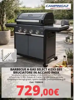 Brico Io Campingaz barbecue a gas select 4 EXS SBS bruciatore in acciaio inox offerta