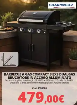 Brico Io Campingaz barbecue a gas compact 3 EXS dualgas bruciatore in acciaio alluminato offerta