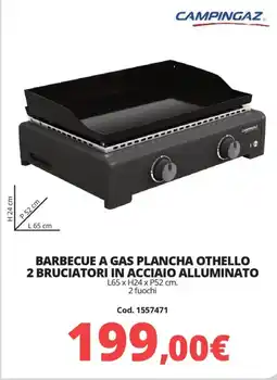 Brico Io Campingaz barbecue a gas plancha othello 2 bruciatori in acciaio alluminato offerta