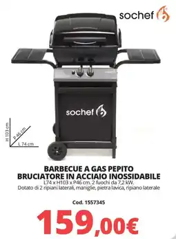 Brico Io Sochef barbecue a gas pepito bruciatore in acciaio inossidabile offerta