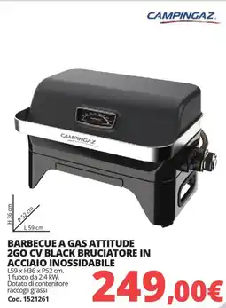 Brico Io Campingaz barbecue a gas attitude 2GO CV black bruciatore in acciaio inossidabile offerta