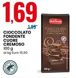 Eurospin Dolciando cioccolato fondente cuore cremoso offerta