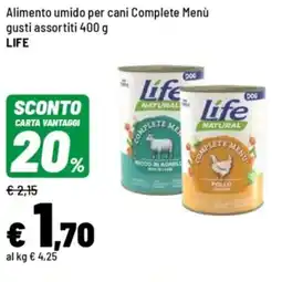 Iper La Grande Alimento umido per cani Complete Menu LIFE offerta