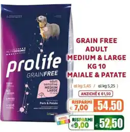 Elite Prolife grain free adult medium & large maiale & patate offerta