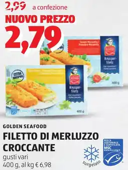 ALDI GOLDEN SEAFOOD Filetto di merluzzo croccante offerta