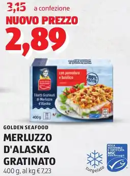 ALDI GOLDEN SEAFOOD Merluzzo d'alaska gratinato offerta