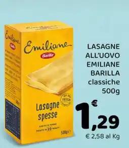 Conad LASAGNE ALL'UOVO EMILIANE BARILLA classiche 500g offerta