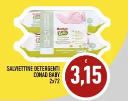 Conad SALVIETTINE DETERGENTI CONAD BABY 2x72 offerta