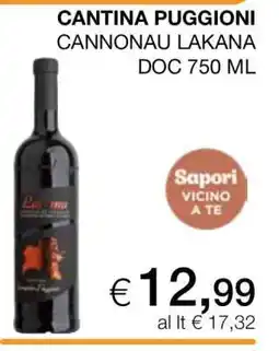 Coop CANTINA PUGGIONI CANNONAU LAKANA DOC 750 ML offerta