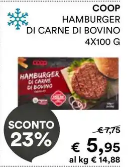 Coop COOP HAMBURGER DI CARNE DI BOVINO 4X100 G offerta