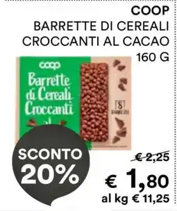 Coop COOP BARRETTE DI CEREALI CROCCANTI AL CACAO offerta