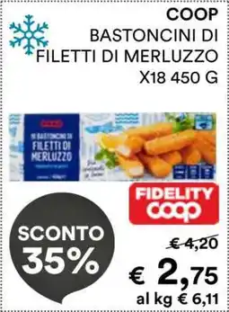 Coop COOP BASTONCINI DI FILETTI DI MERLUZZO X18 450 G offerta