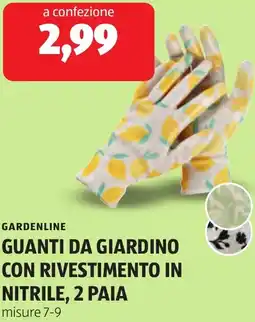 ALDI Gardenline guanti da giardino con rivestimento in nitrilE offerta