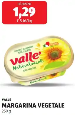 ALDI Vallè margarina vegetale offerta