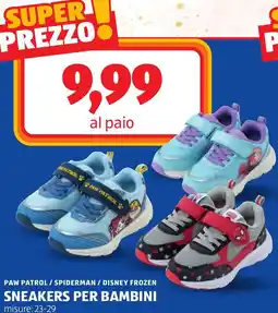 ALDI Paw patrol / spiderman / disney frozen sneakers per bambini offerta