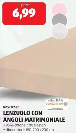 ALDI Novitesse lenzuolo con angoli matrimoniale offerta