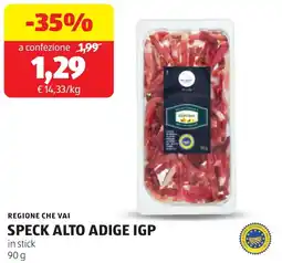 ALDI Regione che vai speck alto adige igp in stick offerta