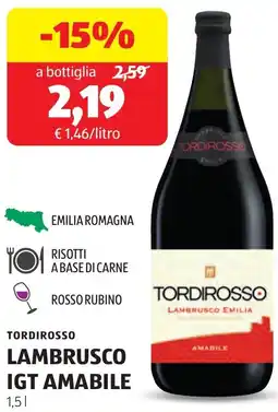 ALDI Tordirosso lambrusco igt amabile offerta