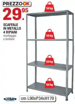 Brico OK Scaffale in metallo 4 ripiani montaggio a bullone offerta