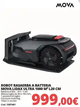 Brico Io ΜΟVΛ Robot rasaerba a batteria mova lidax ultra 1000 M² L20 CM offerta