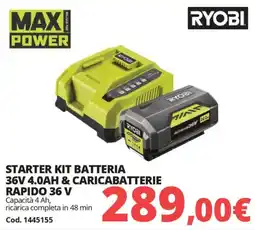 Brico Io Ryobi starter kit batteria 36V 4.0AH & caricabatterie rapido 36 V offerta