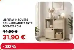 Max Factory Libreria in rovere con 4 ripiani e 2 ante 60x30x63 cm offerta