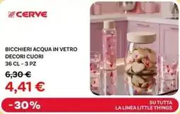 Max Factory Cerve bicchieri acqua in vetro decori cuori offerta