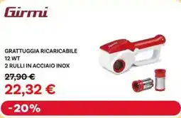 Max Factory Girmi grattuggia ricaricabile 12 WT 2 rulli in acciaio inox offerta