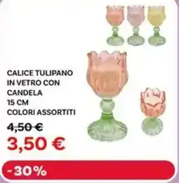 Max Factory Calice tulipano in vetro con candela 15 cm offerta