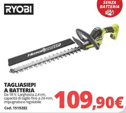Brico Io RYOBI tagliasiepi a batteria offerta